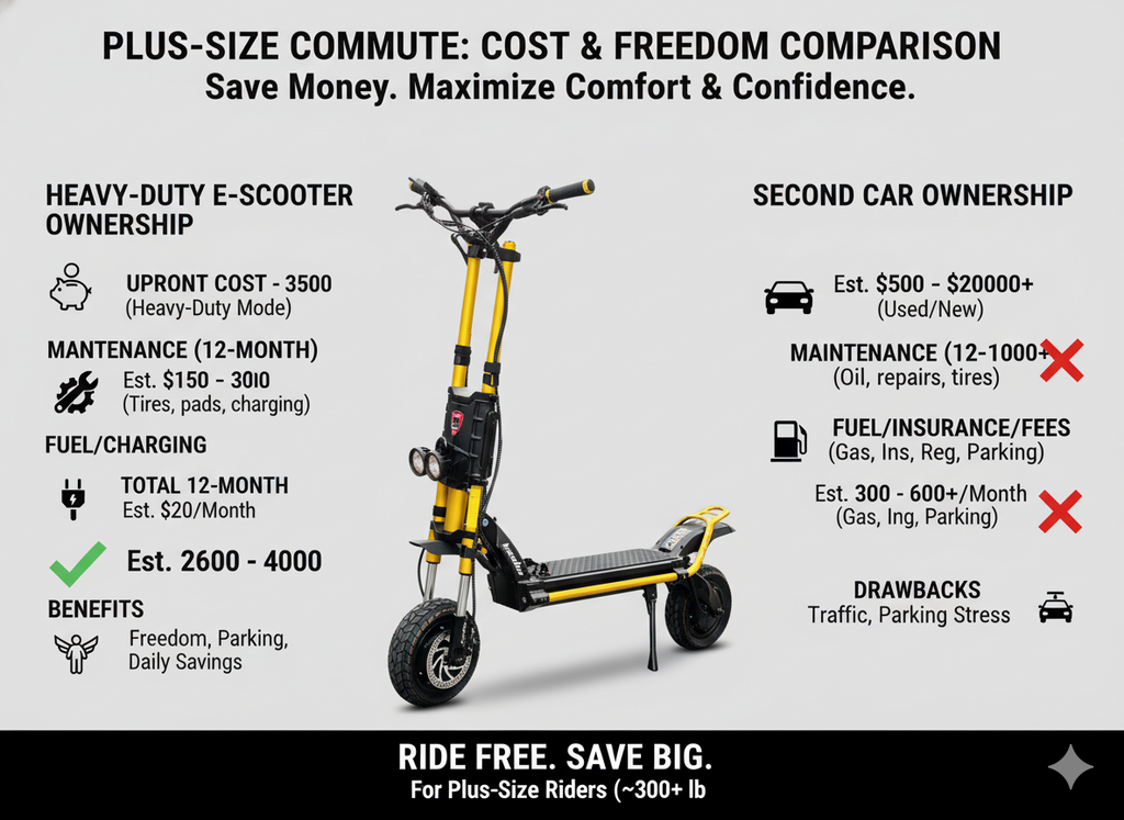 300 lb Electric Scooter vs Car: Cost, Comfort & Freedom Compared