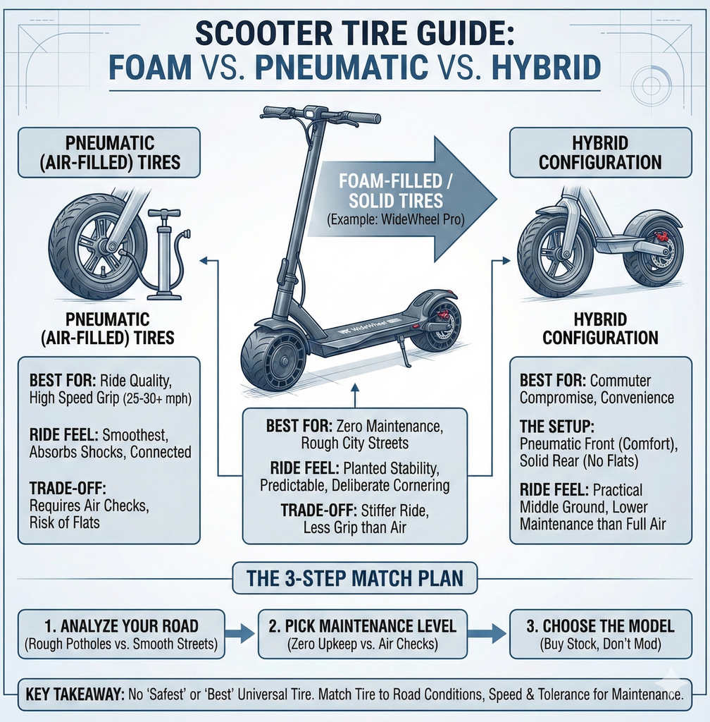 Choosing Scooter Tires 101: Foam vs Pneumatic vs Hybrid (ZERO 8/9/10X)