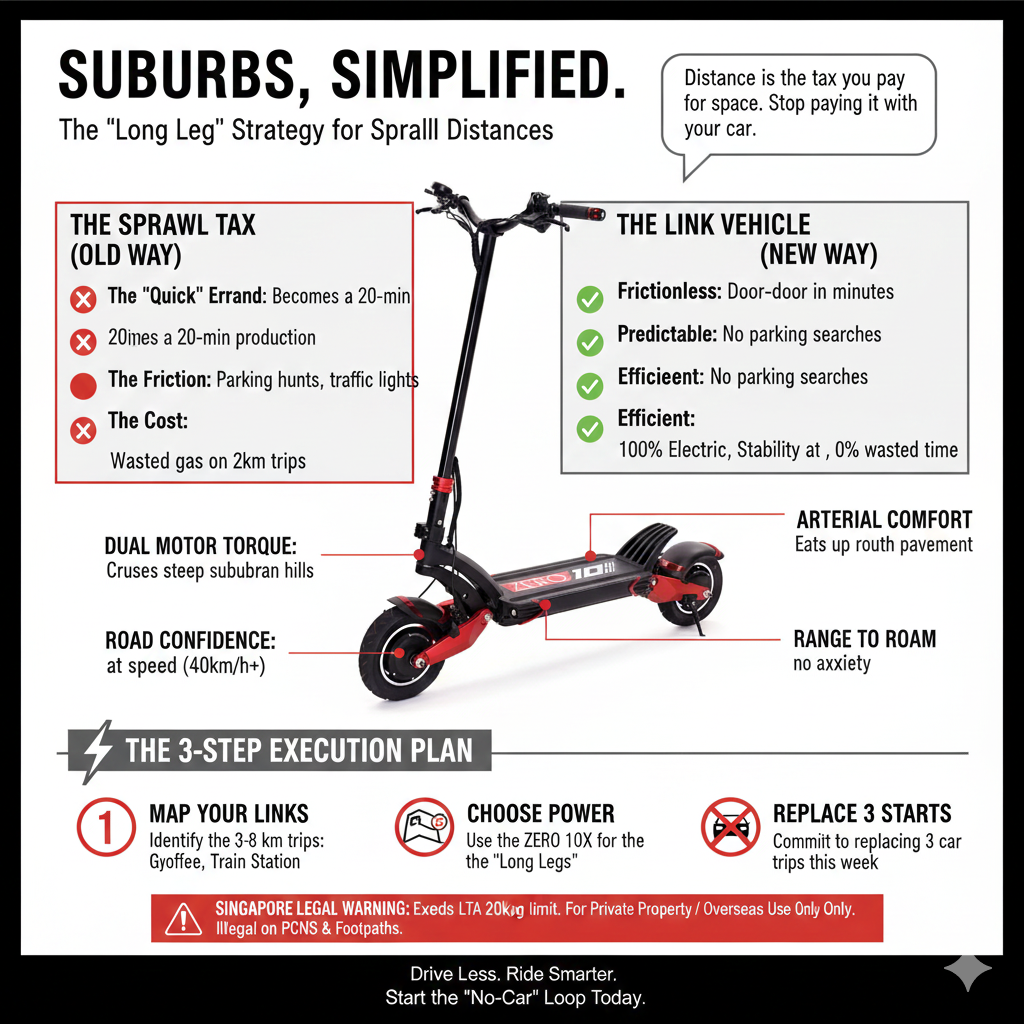Suburbs, Simplified: A Scooter Playbook for Sprawl Distances