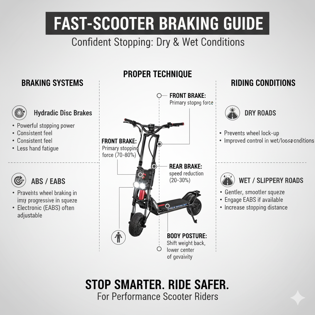 Safety at Speed: Scooter ABS Brakes & 4-Piston Stopping Power